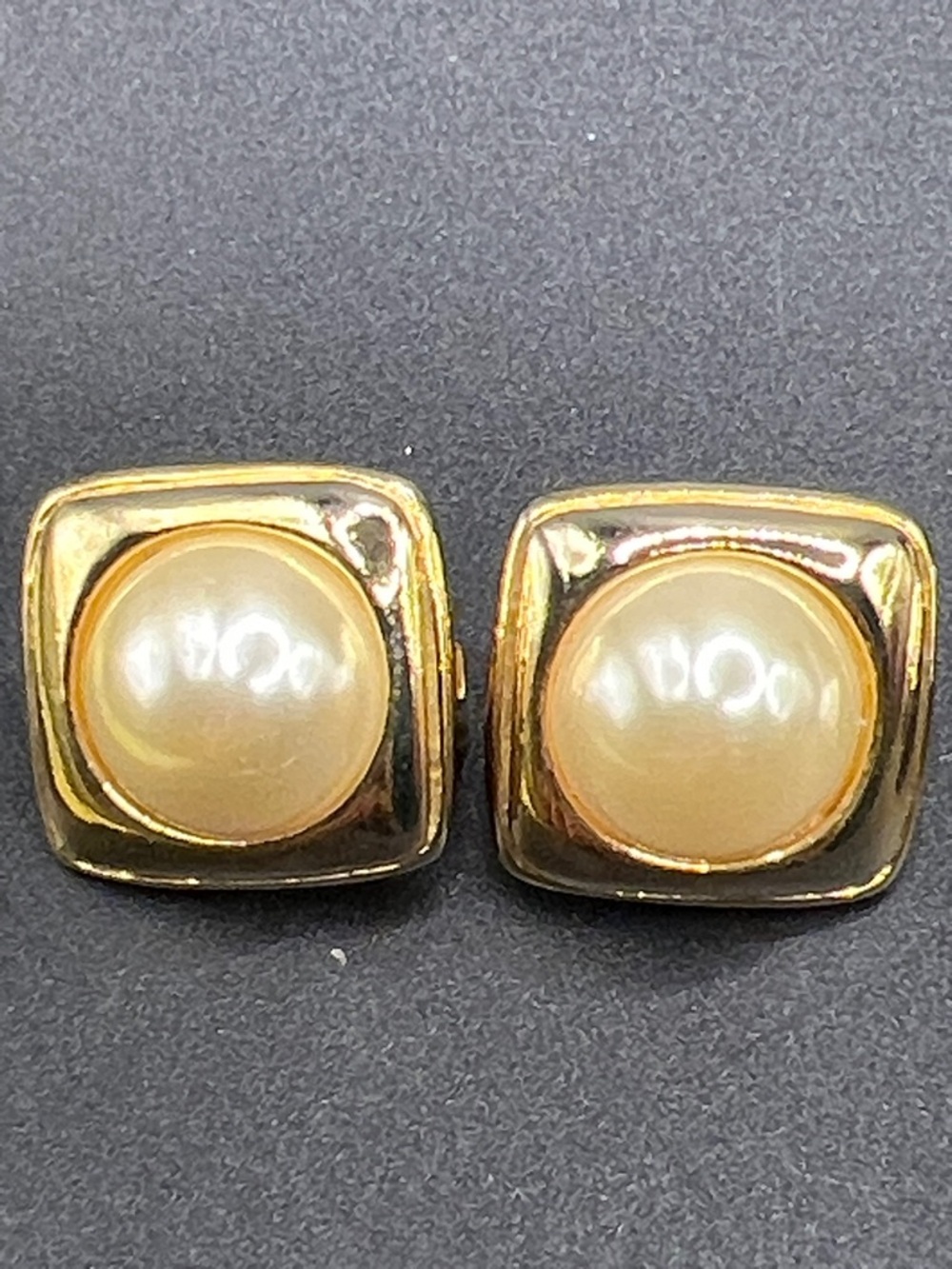 Faux Pearl Button Earrings